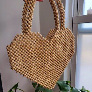 Hati Heart Wood-Beaded Tote Bag